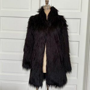 Rare Betsey Johnson archive black faux fur coat